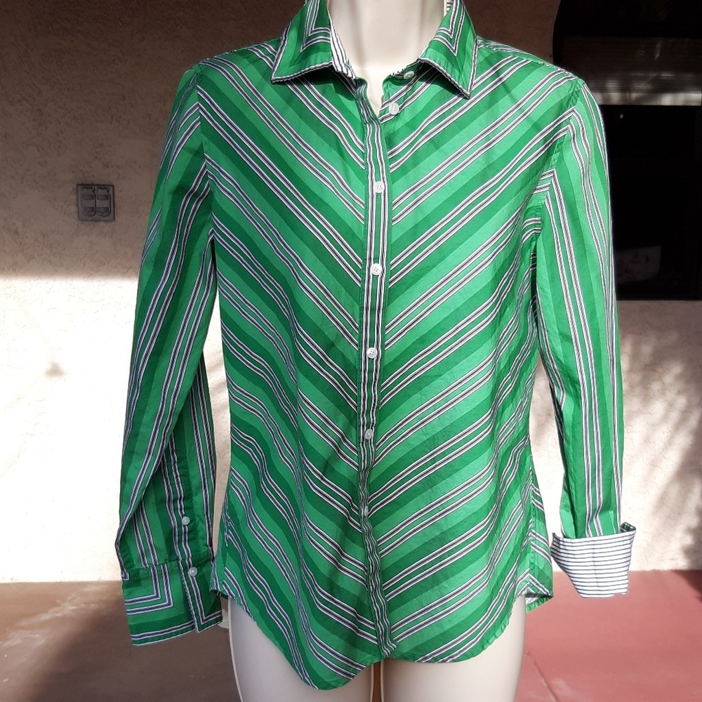 Jones New York Signature Striped Shirt Size S